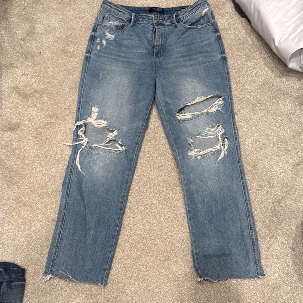 Judy Blue Cruel Summer High Rise Rigid 90s Distressed Straight Leg Jeans